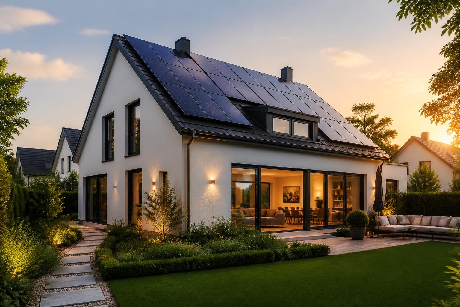 Moderne woning met zonnepanelen